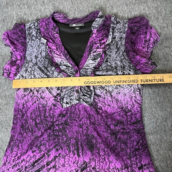 Y2k AB Studio Mesh Sheer Empire Waist Blouse Whimsigoth‎ Dark Fairy Sz Medium - Picture 8 of 16